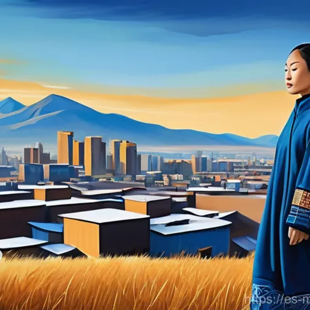 몽골 전통 예술과 현대 예술의 결합 - **"Nomadic Echoes in the Urban Canvas"**
    A vibrant digital painting showcasing a dynamic fusion ...