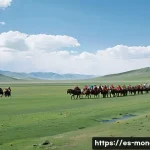 몽골 주요 유적지 트레킹 - **Prompt:** A historical scene in the Orkhon Valley, Mongolia, depicting ancient nomadic life. In th...