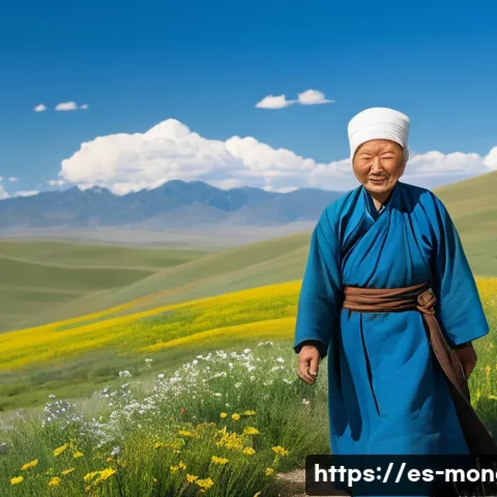 몽골 전통 치유법 - **Prompt: "Mongolian Steppe Healer Gathering Herbs"**
A serene and expansive Mongolian steppe la...