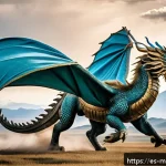 몽골 신화 속 동물 이야기 - A majestic Mongolian dragon soaring above the vast steppe under a dramatic sky, its scales shimmerin...